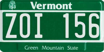 VT license plate ZOI156