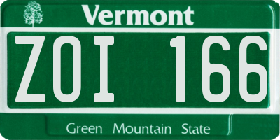 VT license plate ZOI166