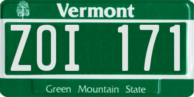 VT license plate ZOI171