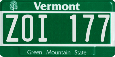 VT license plate ZOI177