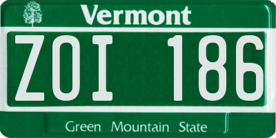 VT license plate ZOI186