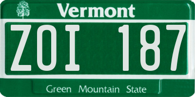 VT license plate ZOI187