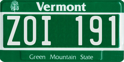 VT license plate ZOI191