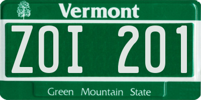 VT license plate ZOI201