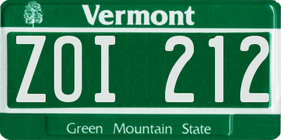 VT license plate ZOI212