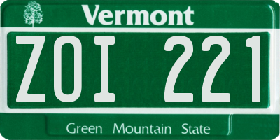 VT license plate ZOI221