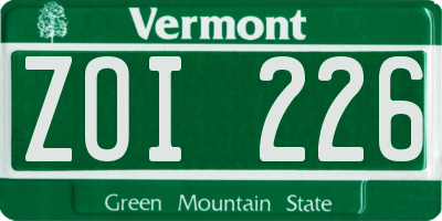 VT license plate ZOI226