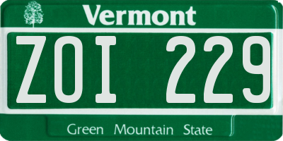 VT license plate ZOI229