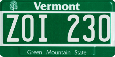 VT license plate ZOI230
