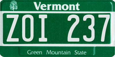 VT license plate ZOI237