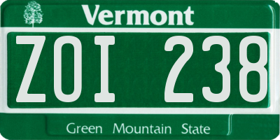 VT license plate ZOI238