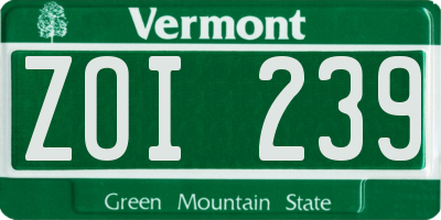 VT license plate ZOI239