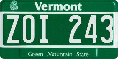 VT license plate ZOI243