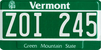 VT license plate ZOI245