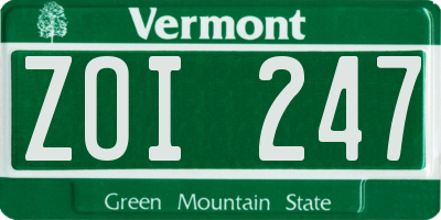 VT license plate ZOI247