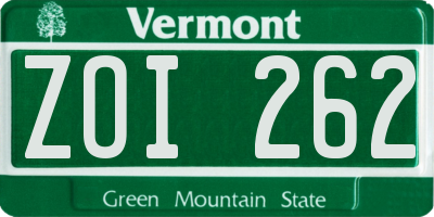 VT license plate ZOI262