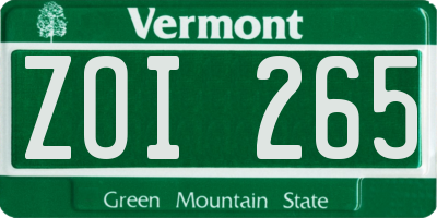 VT license plate ZOI265