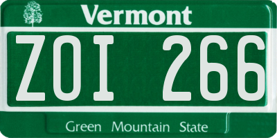 VT license plate ZOI266
