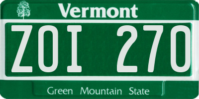 VT license plate ZOI270