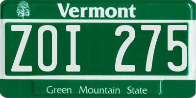 VT license plate ZOI275