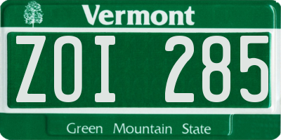 VT license plate ZOI285