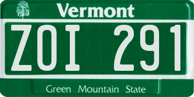 VT license plate ZOI291