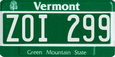 VT license plate ZOI299