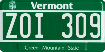 VT license plate ZOI309