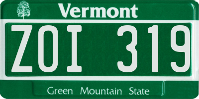 VT license plate ZOI319
