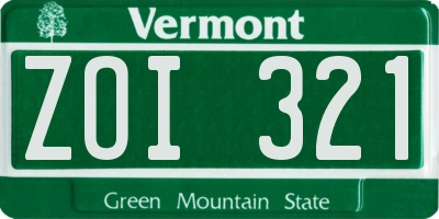 VT license plate ZOI321