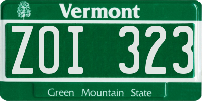 VT license plate ZOI323
