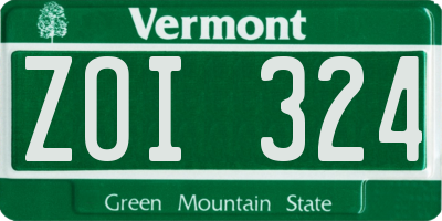 VT license plate ZOI324