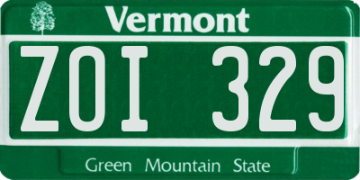 VT license plate ZOI329