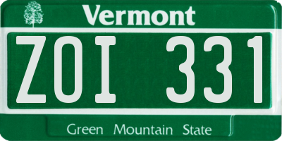 VT license plate ZOI331