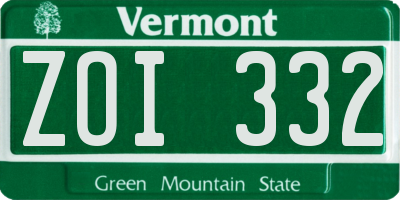 VT license plate ZOI332