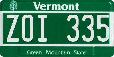 VT license plate ZOI335