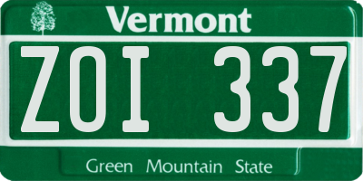 VT license plate ZOI337