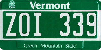 VT license plate ZOI339