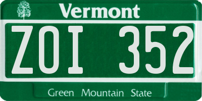 VT license plate ZOI352
