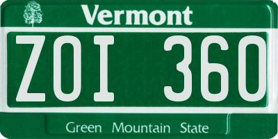 VT license plate ZOI360