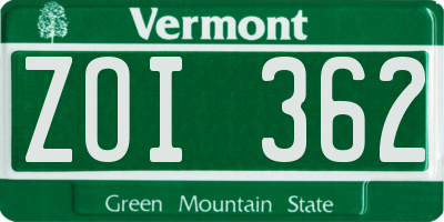 VT license plate ZOI362