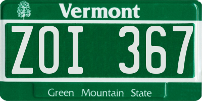 VT license plate ZOI367