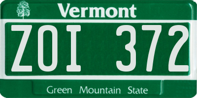 VT license plate ZOI372