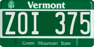 VT license plate ZOI375