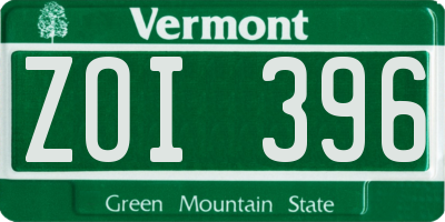 VT license plate ZOI396
