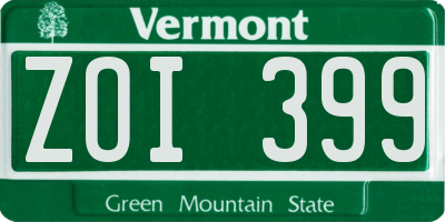 VT license plate ZOI399