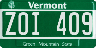 VT license plate ZOI409