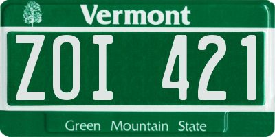 VT license plate ZOI421