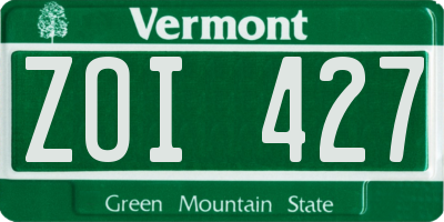 VT license plate ZOI427