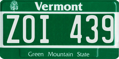 VT license plate ZOI439